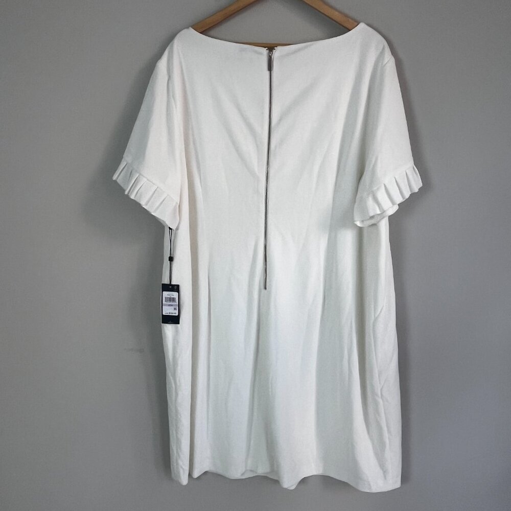 NWT Tommy Hilfiger Shift Dress Ivory Ruffle Sleeve - Picture 3 of 5